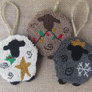 Sheep Ornaments Punch Needle Pattern: "We Three Sheep" (PDF Download)
