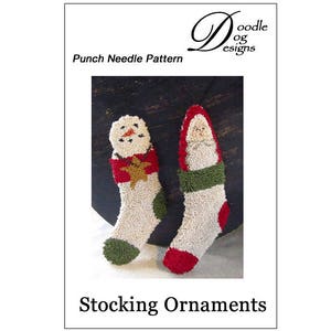 Punch Needle Pattern Stocking Ornaments Santa Snowman punchneedle pdf pattern needle punch epattern Christmas Punch Needle image 2