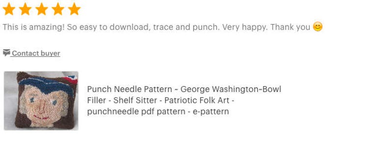 Punch Needle Pattern George WashingtonBowl Filler Shelf Sitter Patriotic Folk Art punchneedle pdf pattern e-pattern image 5