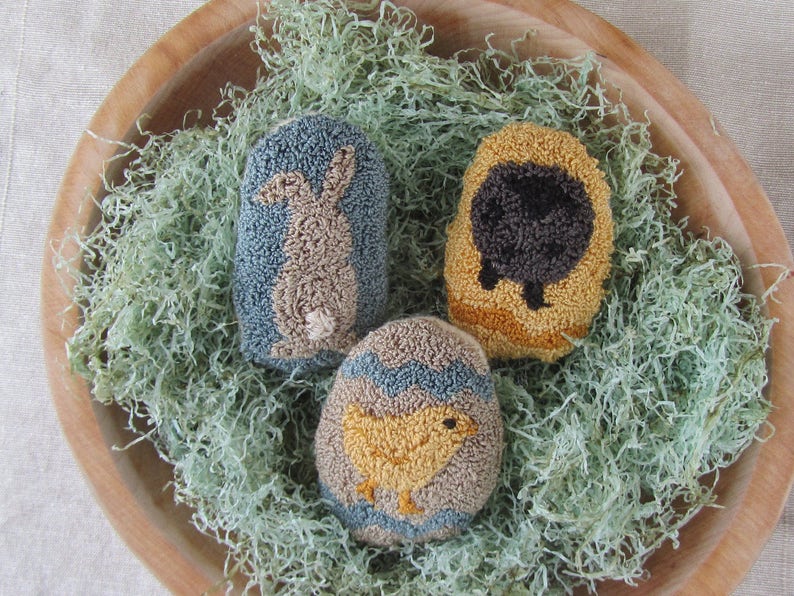 Punch Needle Pattern Easter Eggs Chick Egg Sheep Egg Bunny Egg punchneedle pdf pattern needle punch e-pattern instant download image 1