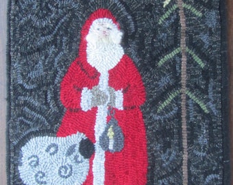 Hooked Rug Pattern for Santa & Sheep ~ Mailed Paper Pattern ~ Rug Hooking Pattern ~ Red Dot Pattern