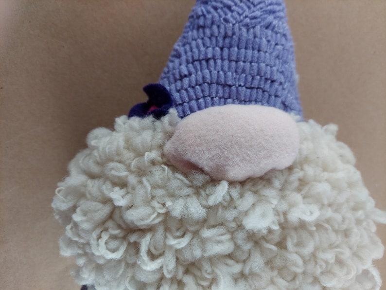 felted wool nose of hooked rug gnome