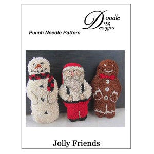 Punch Needle Pattern Santa Gingerbread Man Snowman Needle Punch pattern Embroidery PDF Instant Download Christmas punch needle image 2