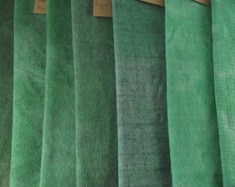 Hand Dyed Felted Wool Fat Quarters Aqua Green - Rug Hooking - Applique Wool - Penny Rug Wool - Hand Overdyed - Hooked Rug - Felted Wool