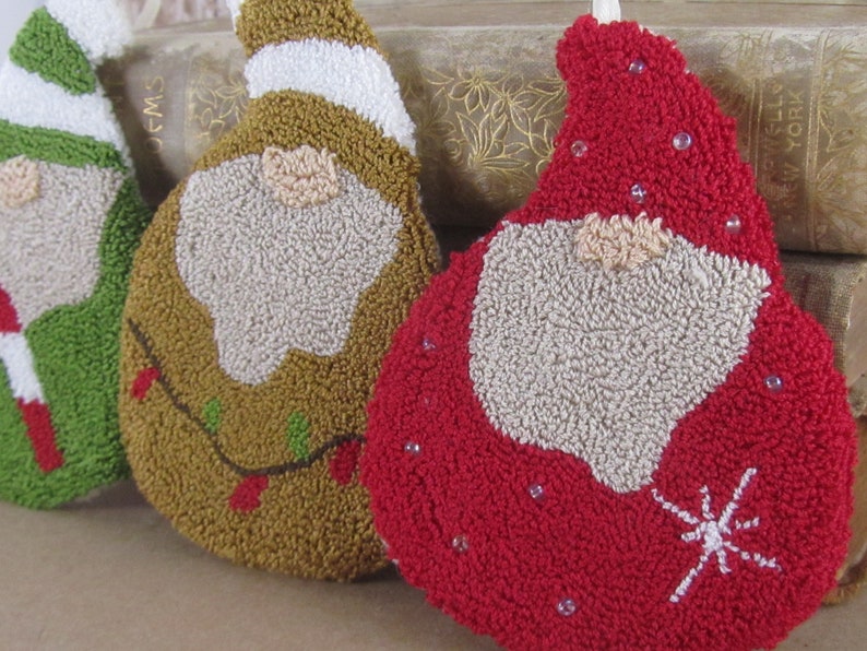 Gnome Punch Needle KIT Christmas Ornaments punchneedle pattern 3D needle punch embroidery image 8