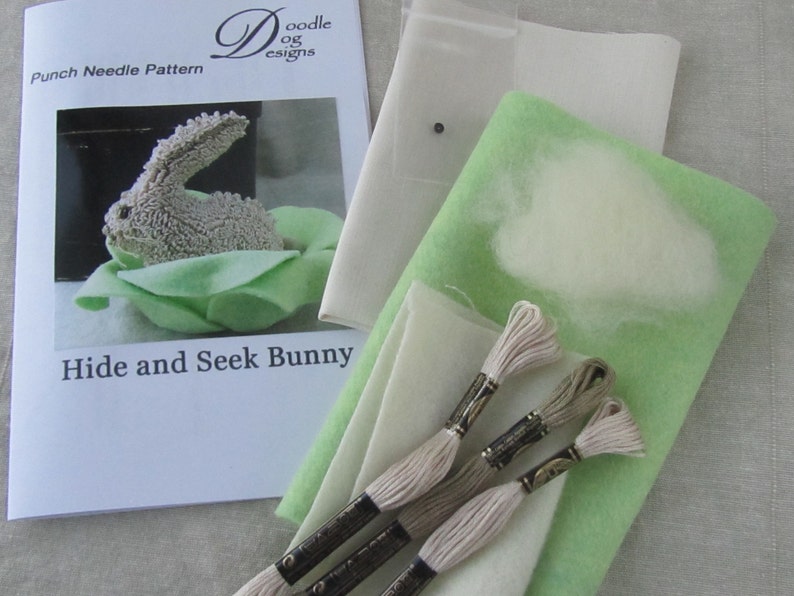 Punch Needle KIT Bunny in Cabbage PunchNeedle pattern Etsy