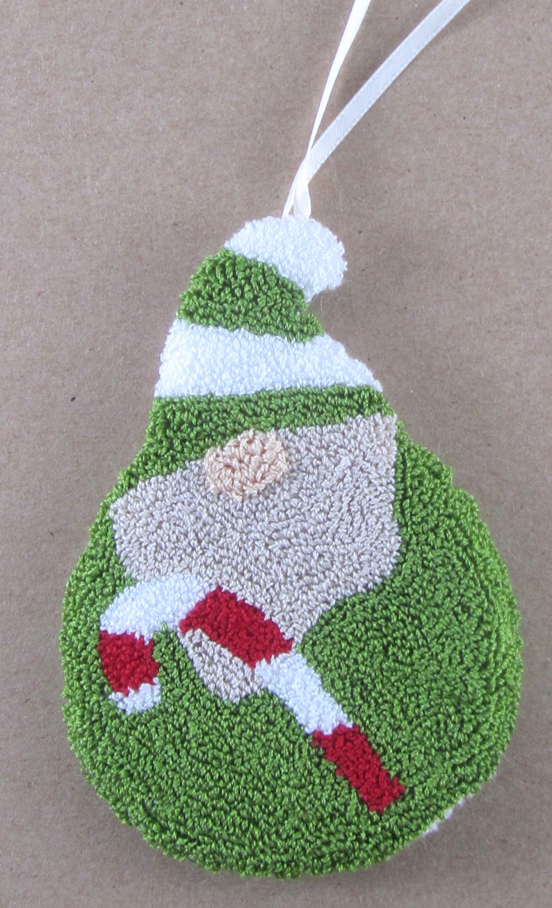 Gnome Punch Needle KIT Christmas Ornaments punchneedle pattern 3D needle punch embroidery image 4