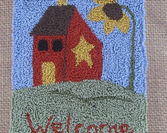 Welcome Punch Needle Pattern: Saltbox House and Sunflower (PDF Pattern)