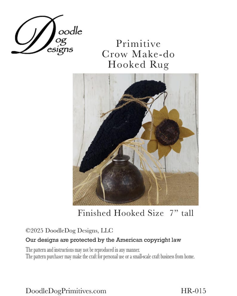 Primitive Crow and Sunflower Hooked Rug Pattern: Make-do Design - Etsy