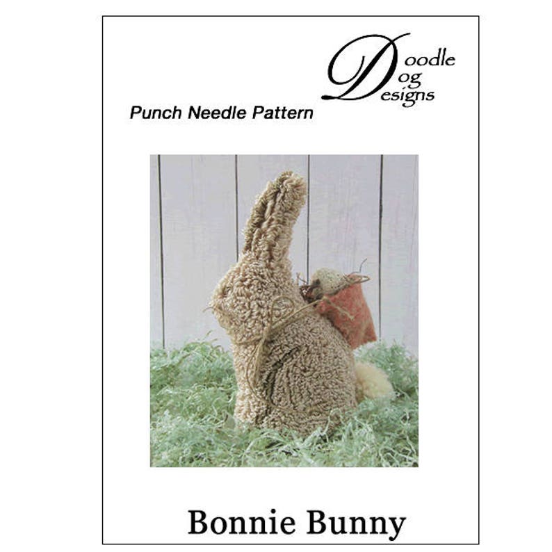 Primitive Bunny Punch Needle KIT 3D Easter Rabbit with Basket Punchneedle Pattern Spring Needle Punch Embroidery image 3