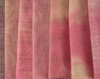 Hand Dyed Felted Wool Fat Quarters Cotton Candy Pink - Rug Hooking - Applique Wool - Penny Rug Wool - Hooked Rug Wool -Felted Wool