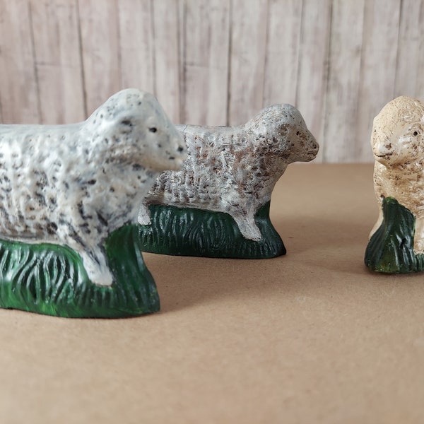 Primitive Chalkware Sheep - Folk Art Handmade from Vintage Chocolate Mold - Choose Finish Color - Primitive sheep