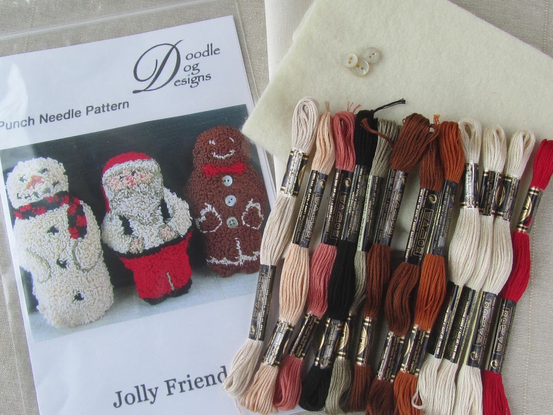 Christmas Punch Needle KIT Santa Snowman Gingerbread Man PunchNeedle ...