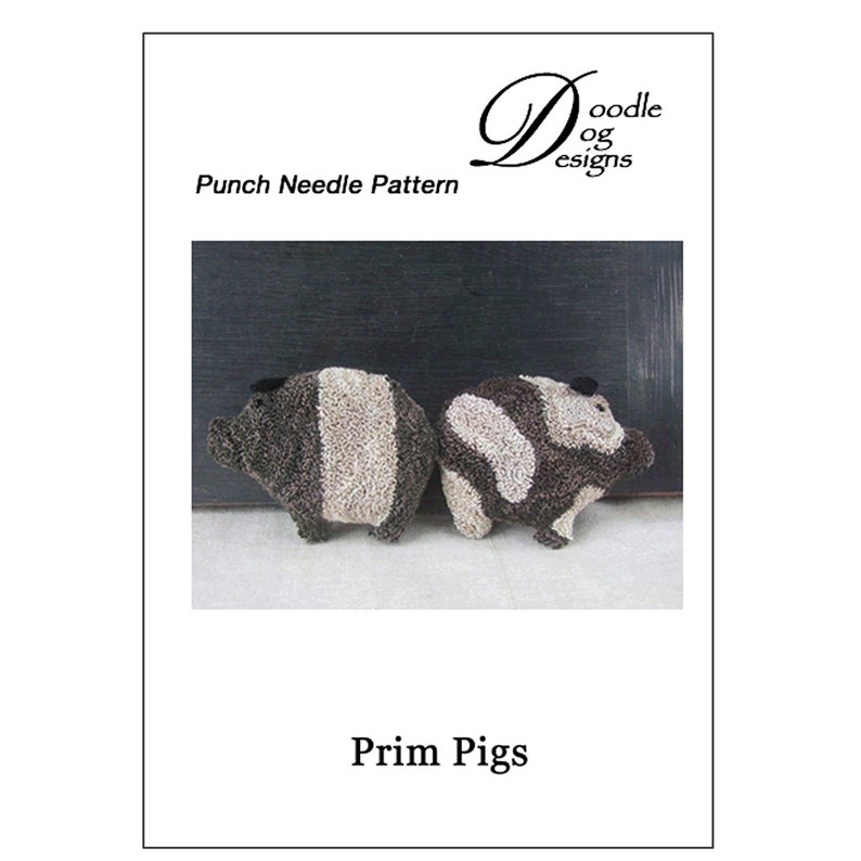 Primitive Pigs Punch Needle KIT Bowl Filler / Shelf Sitter Punchneedle Pattern Folk Art Needle Punch Embroidery 3D image 3