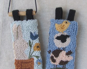 Punch Needle Pattern ~ Spring Hanging Banners ~ Stacked Animals ~ Pig Sheep Chick ~ Bunny ~ Punchneedle pdf pattern ~ needle punch epattern