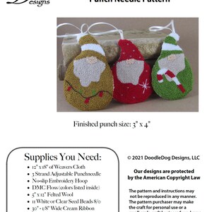 Gnome Punch Needle Digital Pattern Christmas Ornaments punchneedle pdf pattern needle punch epattern image 2