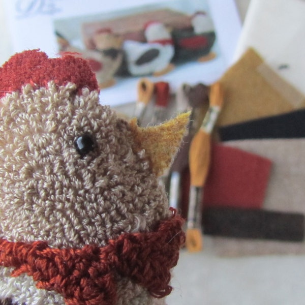 Chicken Punch Needle Kit: Primitive Bowl Filler Pattern