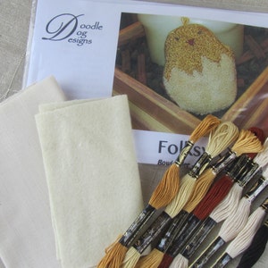 Primitive Chick Punch Needle Kit: Spring Easter Folk Art