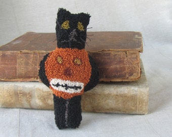 Punch Needle Pattern: Black Cat Pumpkin Bowl Filler (PDF Pattern)