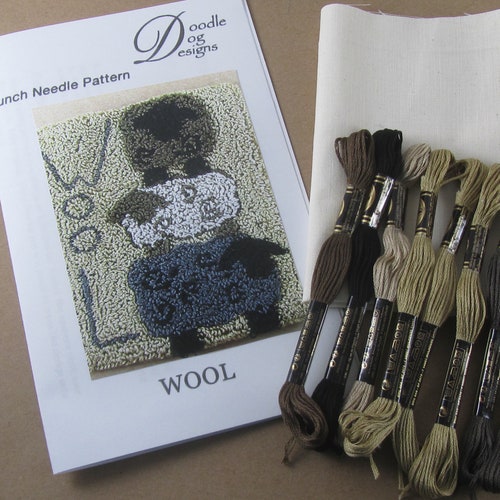 Primitive Punch Needle Sheep Kit: Stacked Sheep Pattern