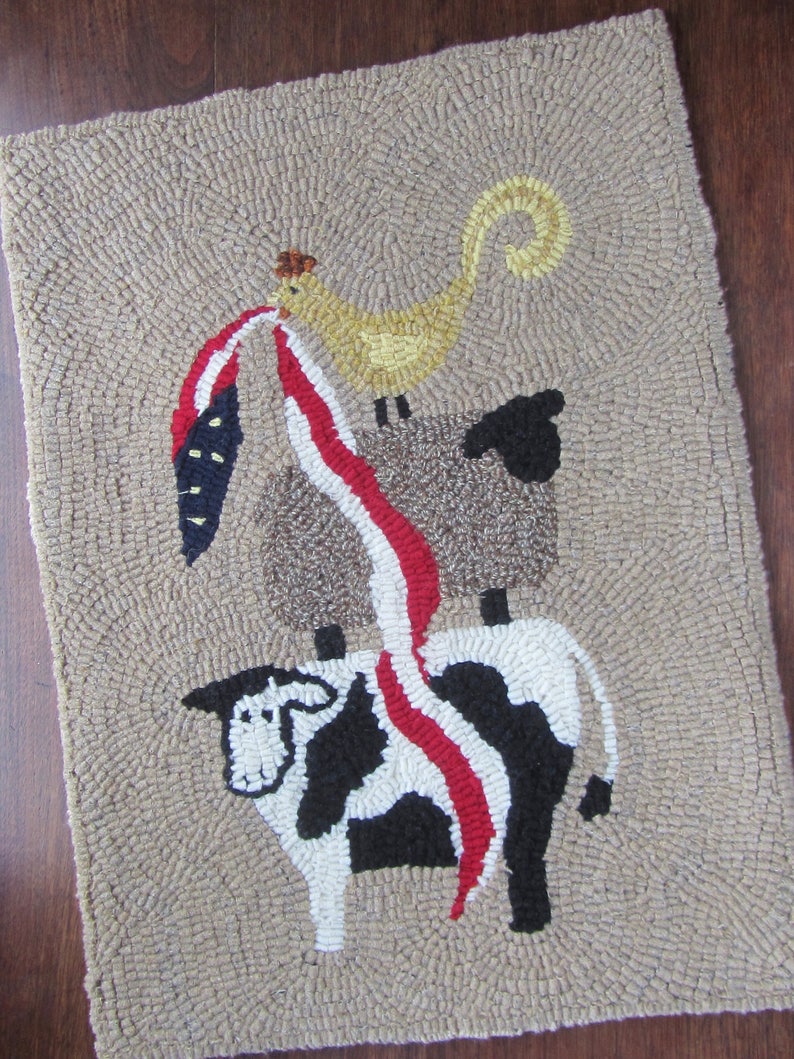 Hooked Rug Pattern for Patriotic Animal Stack-up Full Size Pattern Instant Download Digital Pattern Rug Hooking Pattern pdf pattern image 1