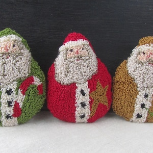 Punch Needle Pattern ~ Roly Poly Santas ~ Needle Punch pattern ~ Punch Needle Embroidery ~ PDF Instant Download ~ Christmas punch needle