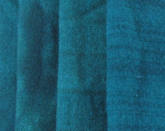 Hand Dyed Felted Wool Fat Quarters Turquoise Blue- Rug Hooking - Applique Wool - Penny Rug Wool - Hand dyed - Hooked Rug Wool - Felted Wool