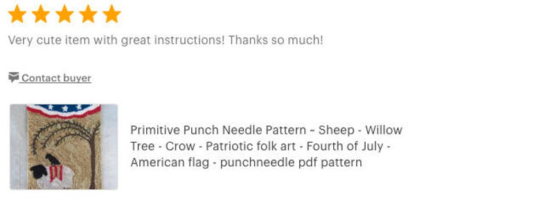 Punch Needle Pattern Sheep Willow Tree Crow Patriotic folk art Fourth of July American flag punchneedle pdf pattern image 5