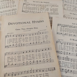 20 Vintage Hymnal Pages ~ 1930s 1940s ~ Religious Paper Ephemera ~ Church Music ~ Junk Journal Scrapbooking ~ Prayer Journal Supply