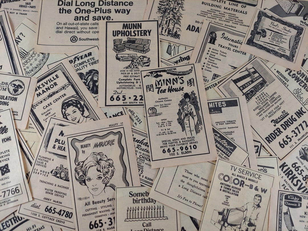 Vintage Phone Book Advertisements Lot of 60 Ephemera Yellow Etsy