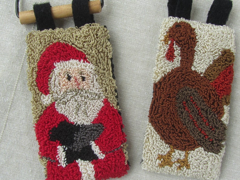 Punch Needle Pattern Hanging Banners Thanksgiving Christmas Punchneedle pdf pattern needle punch epattern Turkey Santa Sheep image 8