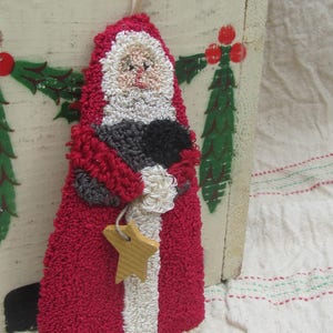 Punch Needle Pattern Santa with Sheep Ornament Christmas Santa Ornament Punchneedle pdf pattern needle punch epattern image 3