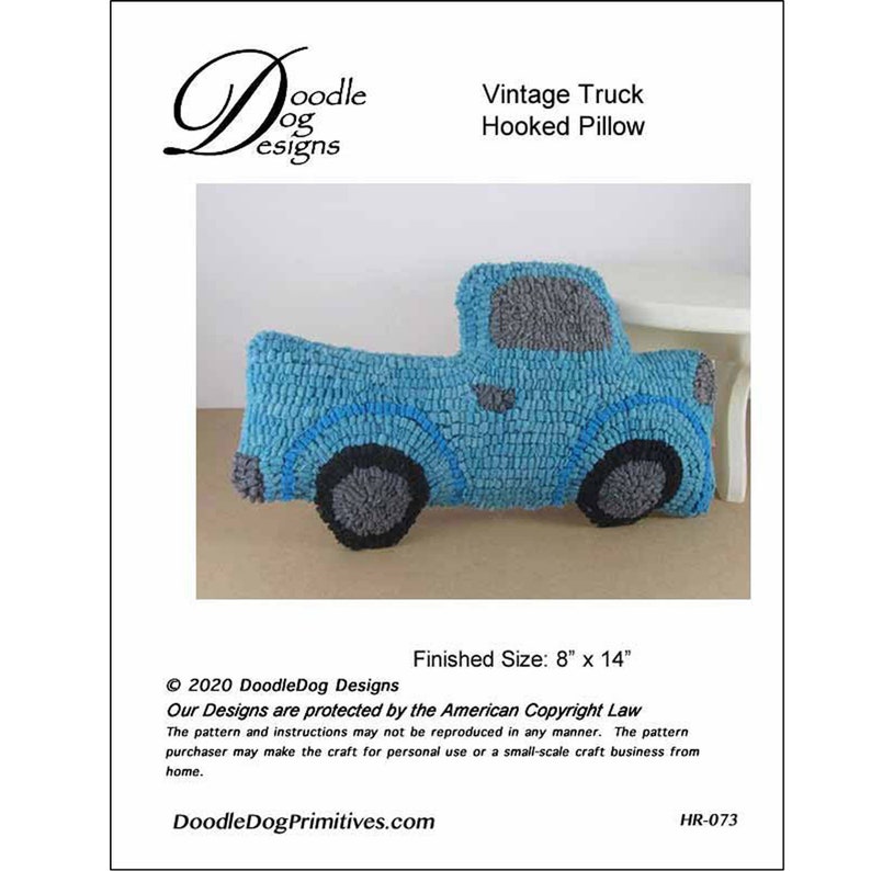 Hooked Rug Pattern Vintage Truck Pillow Retro Truck Pattern Instant Download Digital Pattern Rug Hooking Pattern pdf pattern image 2