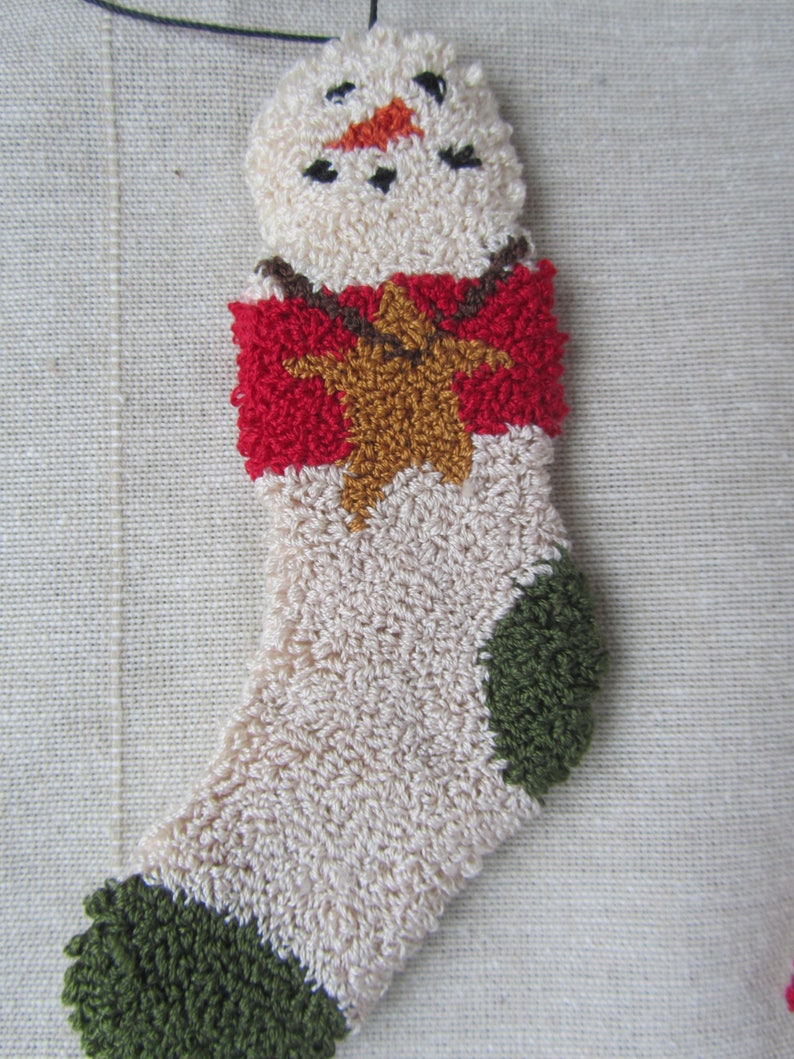 Punch Needle Pattern Stocking Ornaments Santa Snowman punchneedle pdf pattern needle punch epattern Christmas Punch Needle image 6