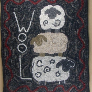 Hooked Rug Pattern for Stacked Sheep ~ WOOL ~ Full Size Pattern~ Instant Download ~ Digital Pattern ~ Rug Hooking Pattern ~ pdf pattern