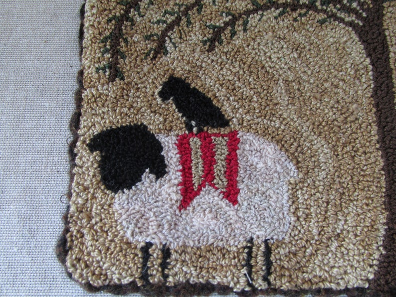 Punch Needle Pattern Sheep Willow Tree Crow Patriotic folk art Fourth of July American flag punchneedle pdf pattern image 9