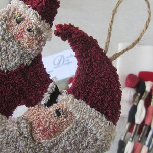 Christmas Punch Needle KIT ~ Santa Ornaments ~ needle punch pattern ~ punchneedle