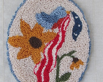 Patriotic Blue Bird Punch Needle Pattern: Americana Decor (PDF Pattern)
