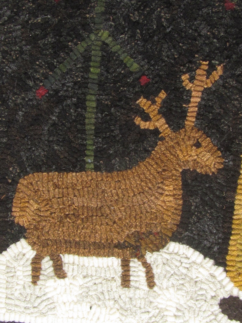 Hooked Rug Pattern for Primitive Santa & Reindeer Instant Download Digital Pattern Rug Hooking Pattern pdf pattern image 5