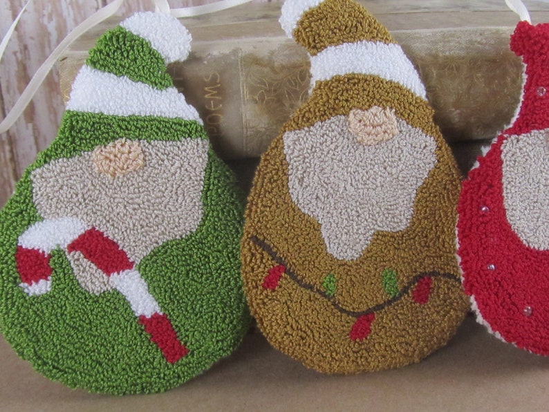 Gnome Punch Needle KIT Christmas Ornaments punchneedle pattern 3D needle punch embroidery image 9