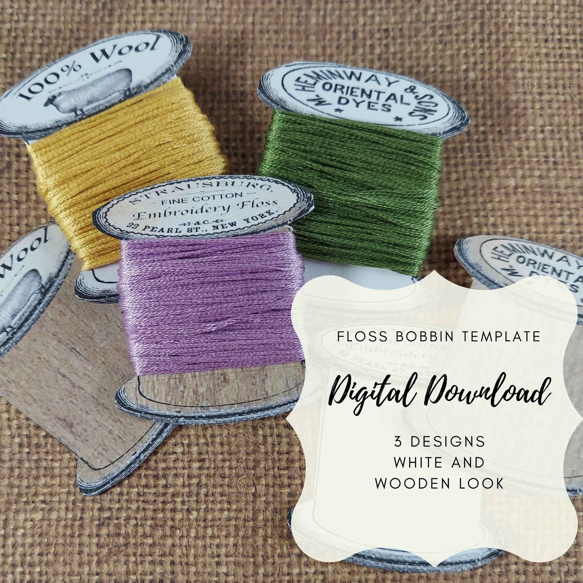 Embroidery Floss Bobbins for Storage & Organization Printable Holder Cards  for Floss, String, Twine, Yarn 