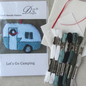 Vintage Camper Punch Needle KIT ~ Ornament ~ PunchNeedle paper pattern - Retro needle punch