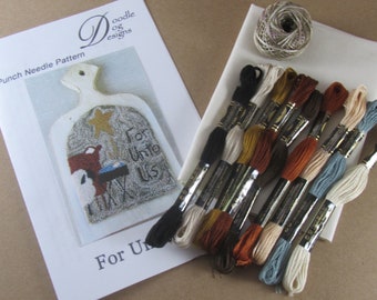 Christmas Nativity Punch Needle Kit ~ Creche  Needle Punch Pattern ~ Crèche PunchNeedle Embroidery ~ Sheep Cow Manger