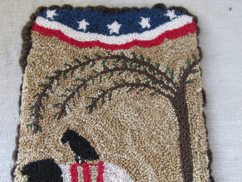 Punch Needle Pattern Sheep Willow Tree Crow Patriotic folk art Fourth of July American flag punchneedle pdf pattern image 8