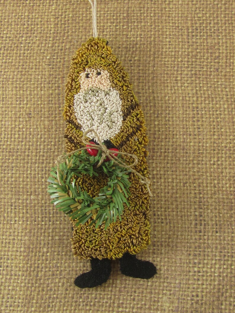 Punch Needle KIT Primitive Santa Ornaments punchneedle Kit Etsy