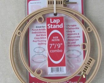 Morgan Lap Stand ~ No Slip Hoop~ Combo 7" & 9" - Great for Punch needle, Embroidery, Cross Stitch, or Quilting - Needle Punch - PunchNeedle