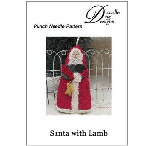 Punch Needle Pattern Santa with Sheep Ornament Christmas Santa Ornament Punchneedle pdf pattern needle punch epattern image 4