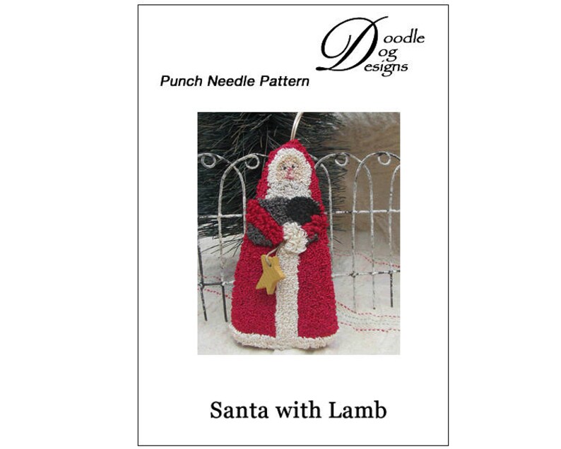 Punch Needle Pattern Santa with Sheep Ornament Christmas Santa Ornament Punchneedle pdf pattern needle punch epattern image 4