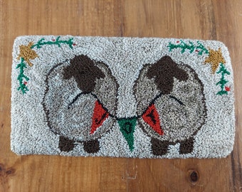 Primitive Punch Needle Kit ~ Sheep with Christmas Banner ~ Needle Punch Pattern - Punchneedle