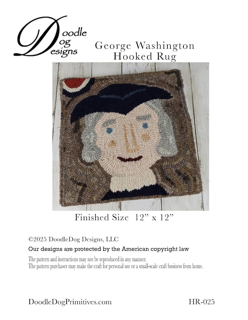 George Washington Hooked Rug Pattern: Americana Patriotic Design - Etsy
